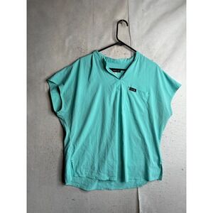 Koi Basics Womens Scrub Top XL Teal Green V-Neck Short Sleeve Pocket Medical